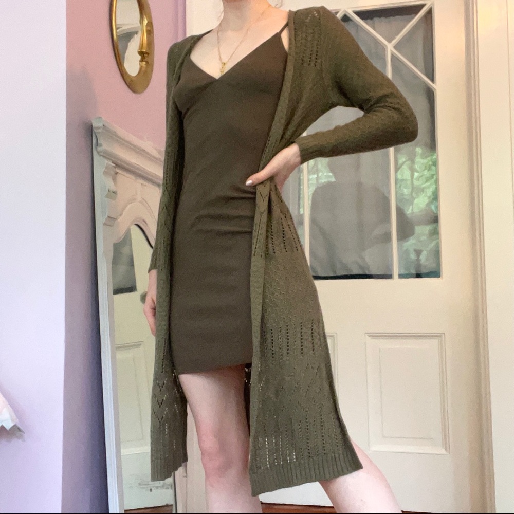 Love Always Green Crochet Duster